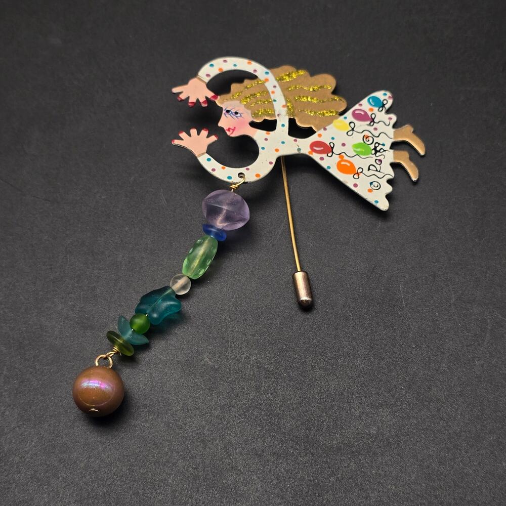 Karen Rossi Colorful Lady Stick Pin Vintage Costume Jewelry